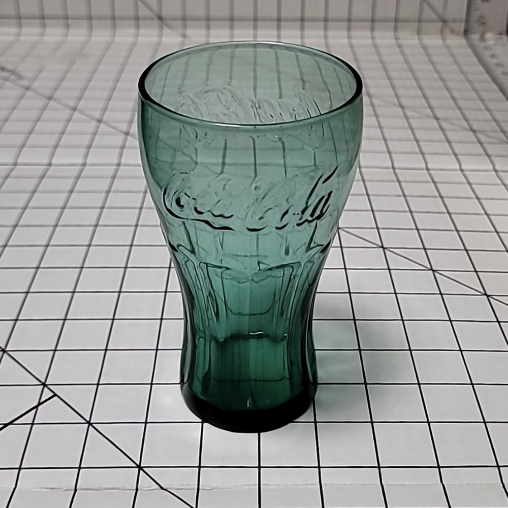 Vintage Libbey Green Glass COCA COLA Tumbler Drinking Glass USA 16 oz Preloved